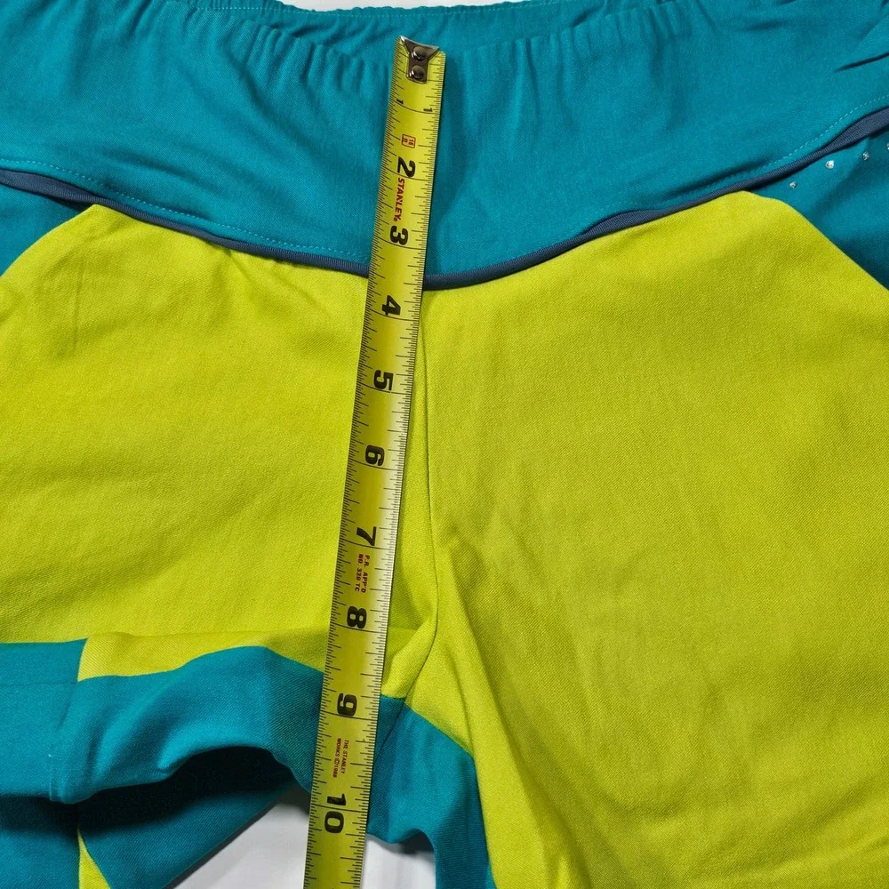 Swingdish‎ Womens Teal Lime Green Colorblock Golf Athletic Shorts HO01-2 Small